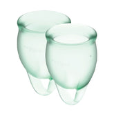 Satisfyer Feel Confident Menstrual Cup Light Green 15ml and 20ml Reusable Medical Grade Silicone Kit Feminine Care